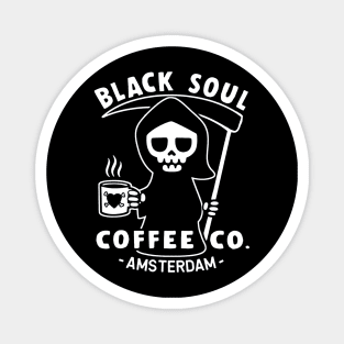 Black Soul Coffee Cafe Grim Reaper Magnet